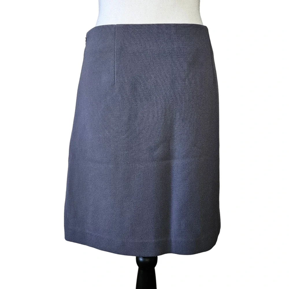 Loft Womens A-Line Skirt Gray Knee Length Side Ruffle Design Casual Lined Size 2
